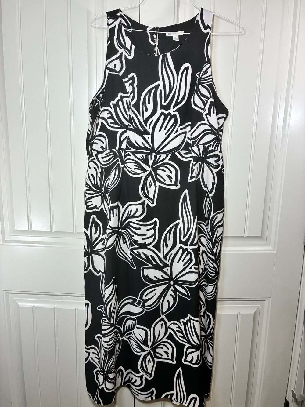 Cato Floral Dress Size XL Black White Sleeveless Midi